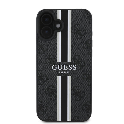 Étui MagSafe pour Apple iPhone 16 Plus, Guess, 4G Printed Stripes, Noir