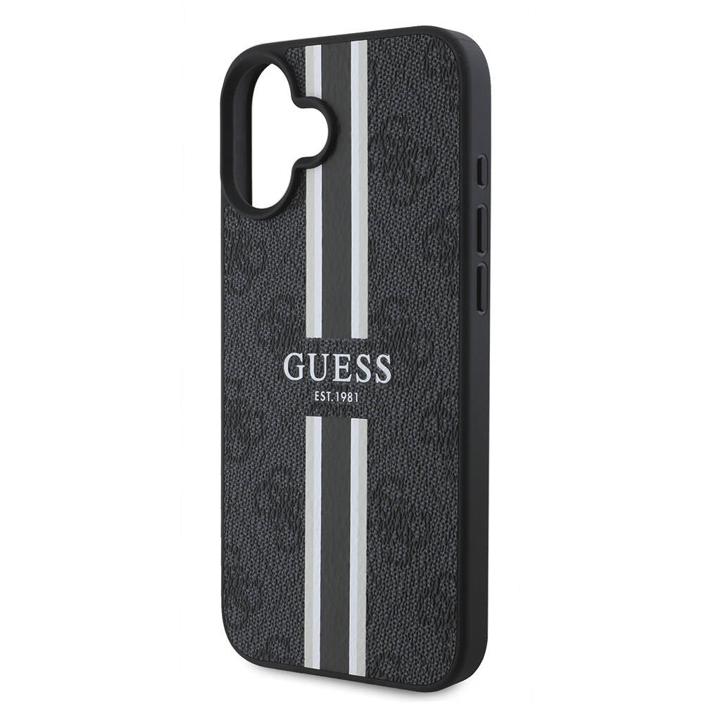 Étui MagSafe pour Apple iPhone 16 Plus, Guess, 4G Printed Stripes, Noir