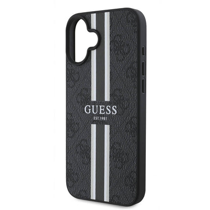 Étui MagSafe pour Apple iPhone 16 Plus, Guess, 4G Printed Stripes, Noir
