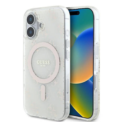 Coque MagSafe pour Apple iPhone 16 Plus, Guess, IML 4G Background, Blanche