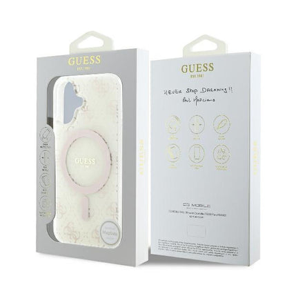 Coque MagSafe pour Apple iPhone 16 Plus, Guess, IML 4G Background, Blanche