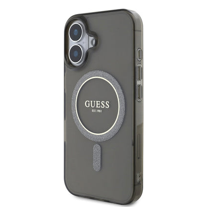 Étui MagSafe pour Apple iPhone 16 Plus, Guess, IML Glitter Circle, Noir