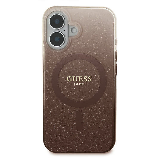 Étui MagSafe pour Apple iPhone 16 Plus, Guess, IML Glitter Gradient, Marron