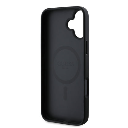 Étui MagSafe pour Apple iPhone 16 Plus, Guess, Saffiano Classic Logo, Noir