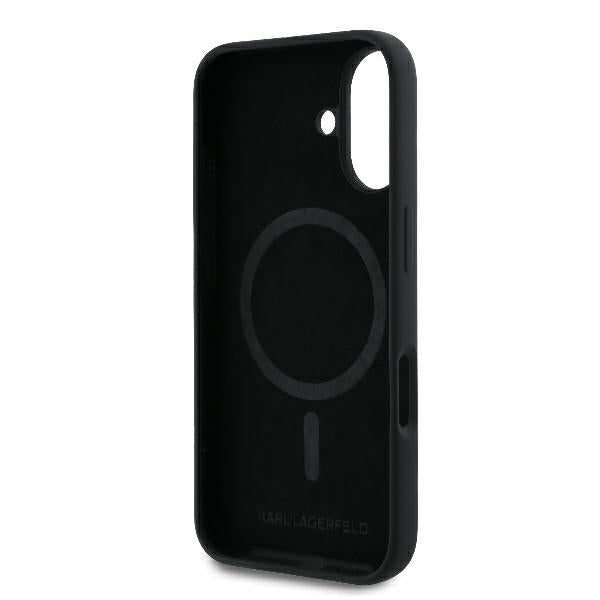 Custodia MagSafe per Apple iPhone 16 Plus, Karl Lagerfeld, Silicone Ring Karl & Choupette, Nera