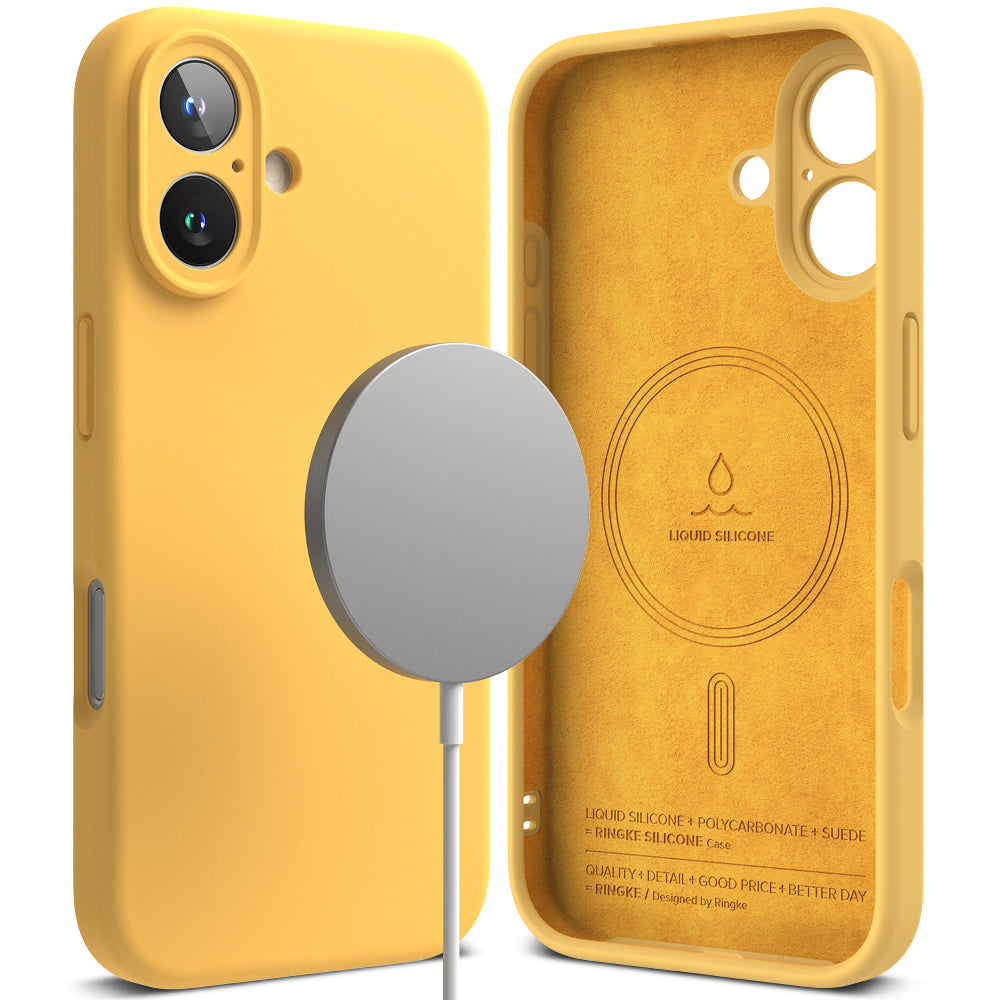 Coque MagSafe pour Apple iPhone 16 Plus, Ringke, Silicone, Jaune