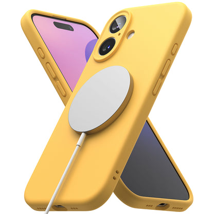 Coque MagSafe pour Apple iPhone 16 Plus, Ringke, Silicone, Jaune