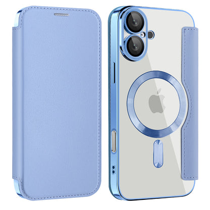 Coque MagSafe pour Apple iPhone 16 Plus, Techsuit, SmartMag Book, Bleu