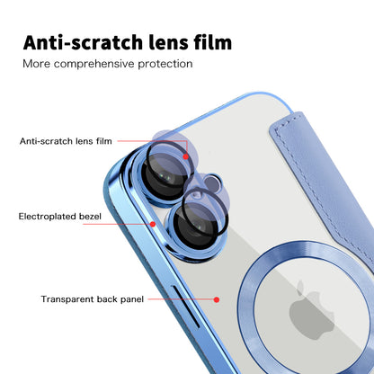 Coque MagSafe pour Apple iPhone 16 Plus, Techsuit, SmartMag Book, Bleu