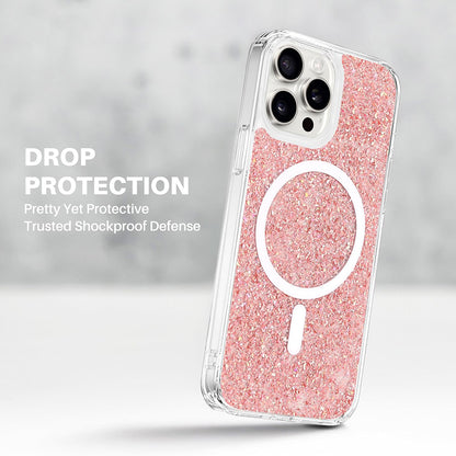 Custodia MagSafe per Apple iPhone 16 Plus, Techsuit, Sparkly Glitter, Blu
