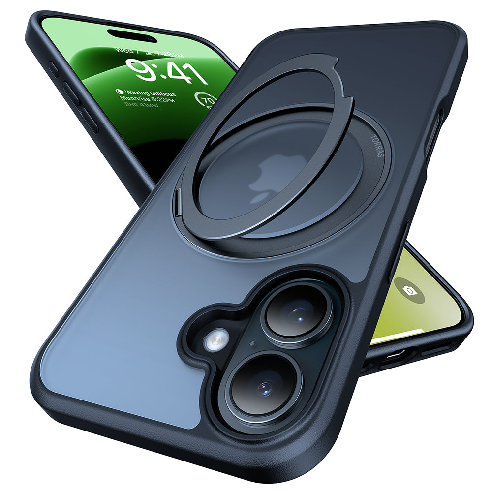 Custodia MagSafe per Apple iPhone 16 Plus, Torras, Ostand Pro, Nera