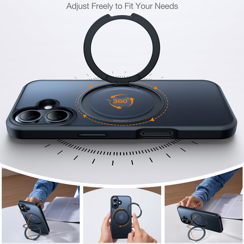 Custodia MagSafe per Apple iPhone 16 Plus, Torras, Ostand Pro, Nera