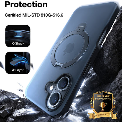 MagSafe Case for Apple iPhone 16 Plus, Torras, Ostand Spin, Black