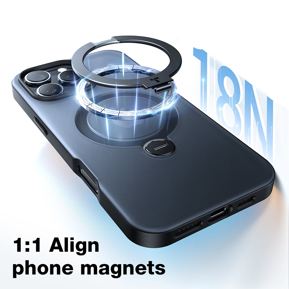 MagSafe Case for Apple iPhone 16 Plus, Torras, Ostand Spin, Black
