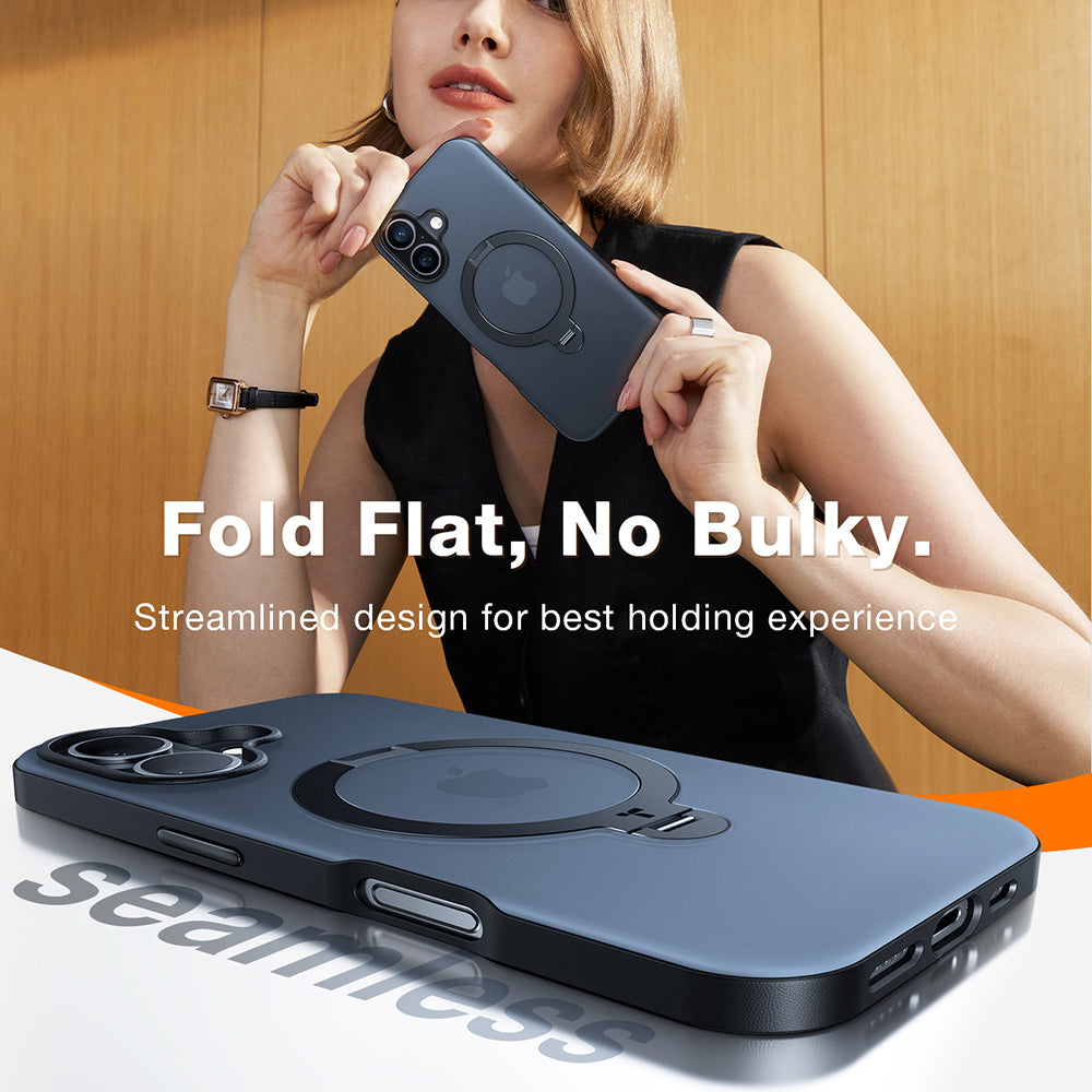 MagSafe Case for Apple iPhone 16 Plus, Torras, Ostand Spin, Black