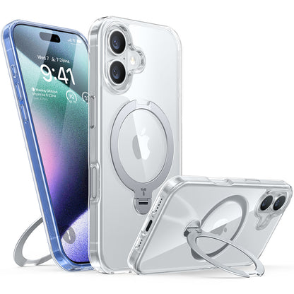 Custodia MagSafe per Apple iPhone 16 Plus, Torras, Ostand Spin, Trasparente