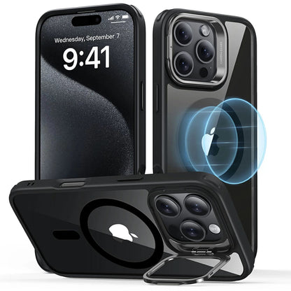 Custodia MagSafe per Apple iPhone 16 Pro, ESR, Classic Hybrid Kickstand, Nera Trasparente