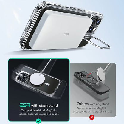 Custodia MagSafe per Apple iPhone 16 Pro, ESR, Classic Hybrid Kickstand, Nera Trasparente