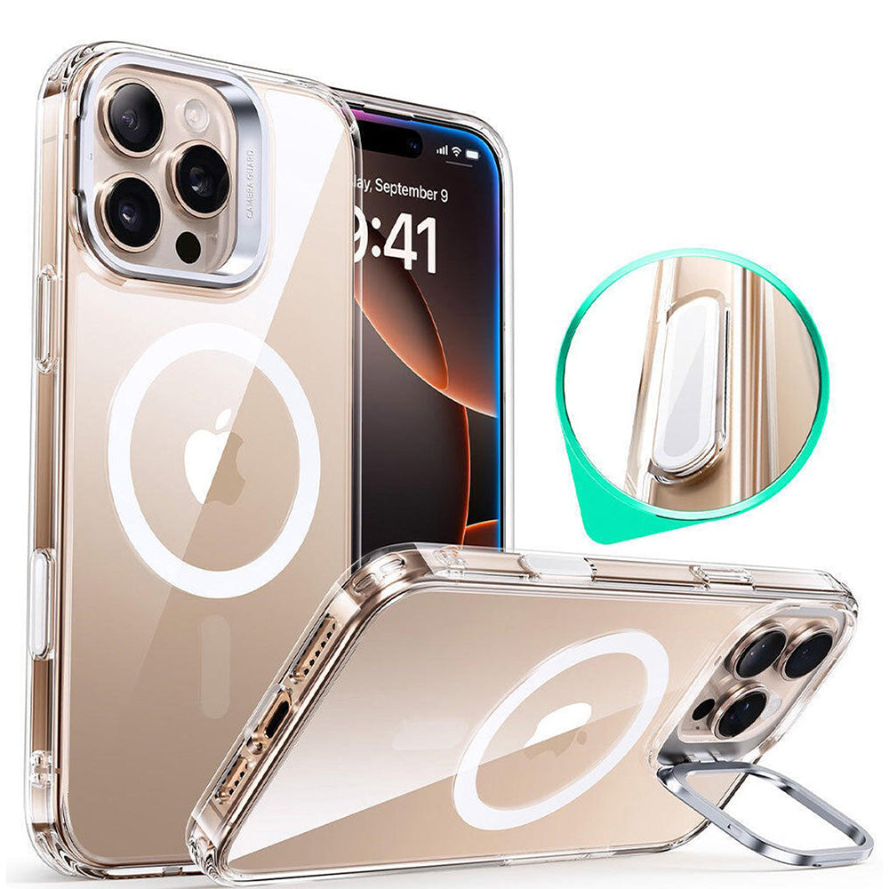 MagSafe Hülle für Apple iPhone 16 Pro, ESR, Classic Hybrid Kickstand Slide, Transparent