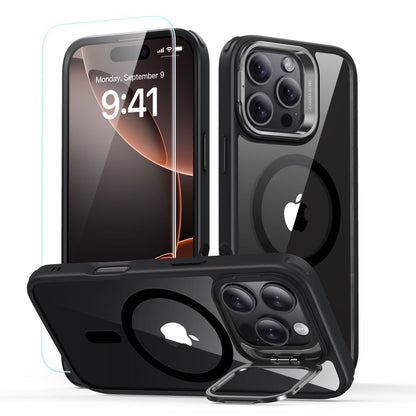Custodia MagSafe per Apple iPhone 16 Pro, ESR, Classic Hybrid Kickstand con Protezione Schermo, Nera Trasparente