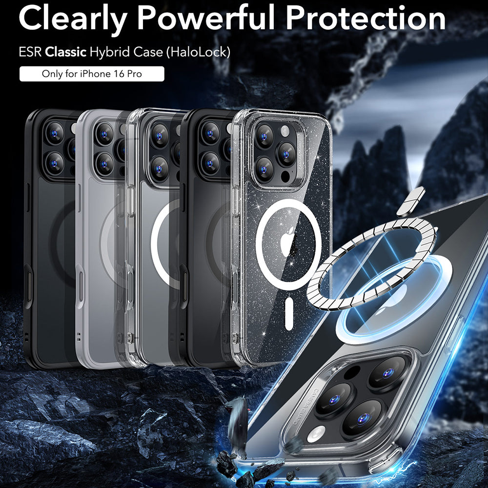 Custodia MagSafe per Apple iPhone 16 Pro, ESR, Classic Hybrid, Trasparente Satinata