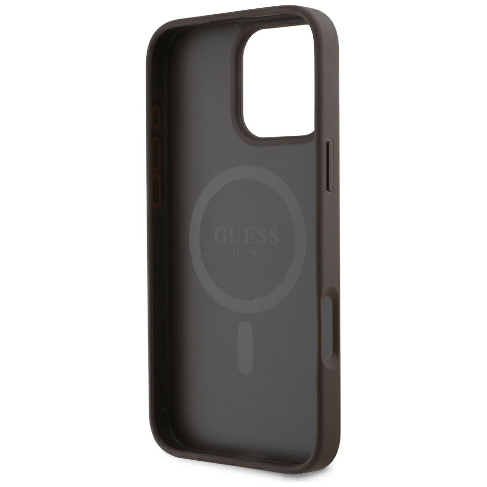 Custodia MagSafe per Apple iPhone 16 Pro, Guess, 4G Small and Classic Logo, Marrone