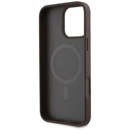 Custodia MagSafe per Apple iPhone 16 Pro, Guess, 4G Small and Classic Logo, Marrone