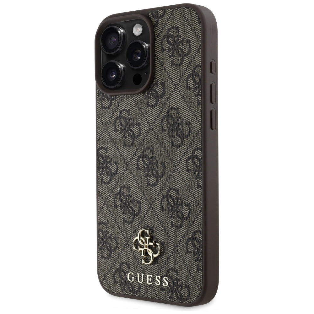 Custodia MagSafe per Apple iPhone 16 Pro, Guess, 4G Small and Classic Logo, Marrone