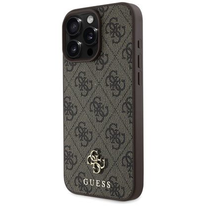 Custodia MagSafe per Apple iPhone 16 Pro, Guess, 4G Small and Classic Logo, Marrone
