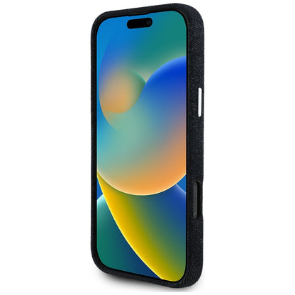 MagSafe Hülle für Apple iPhone 16 Pro, Guess, Denim Triangle Logo, Schwarz