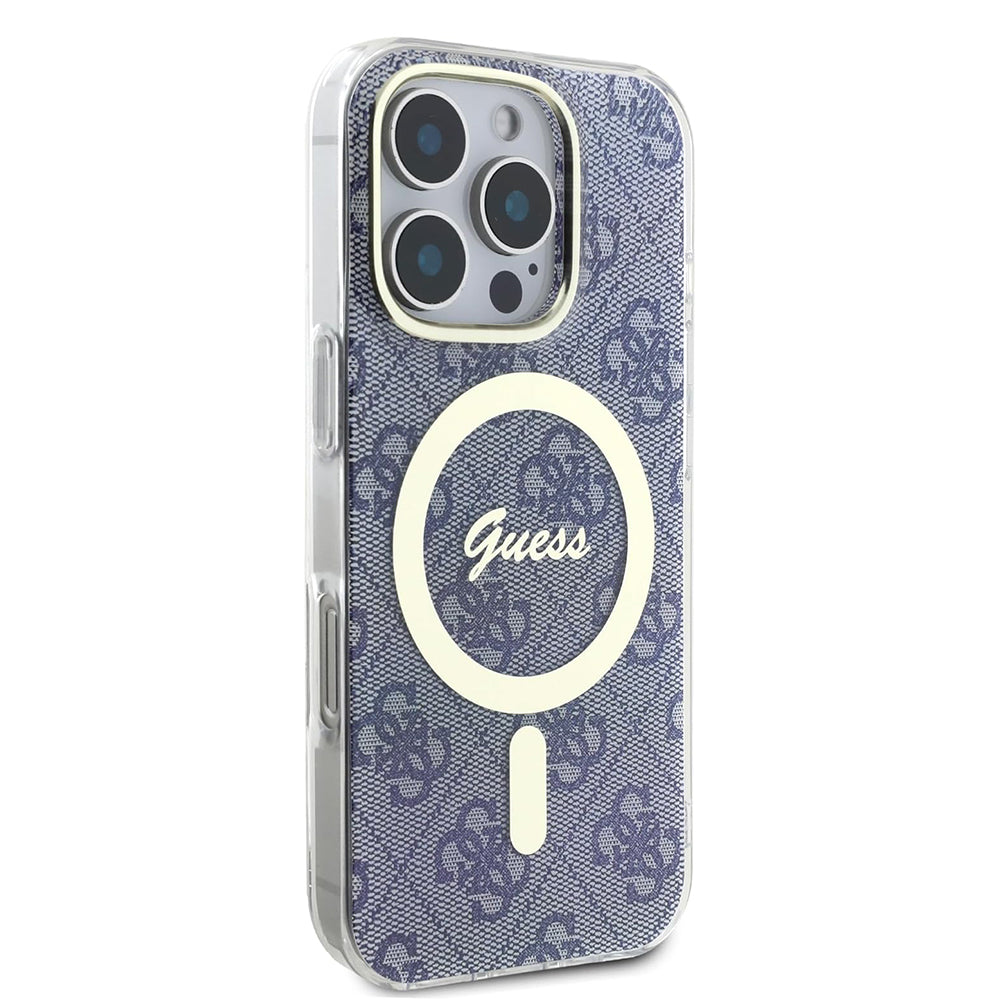Custodia MagSafe per Apple iPhone 16 Pro, Guess, IML 4G, Blu