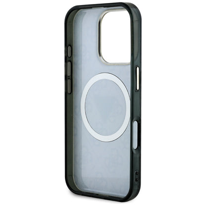 MagSafe Case for Apple iPhone 16 Pro, Guess, IML Glitter 4G Circle Triangle, Black
