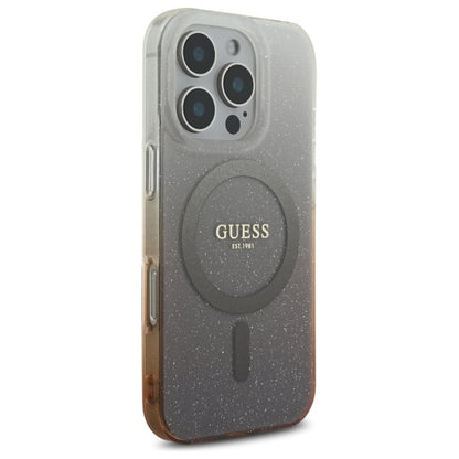 Custodia MagSafe per Apple iPhone 16 Pro, Guess, IML Glitter Gradient, Marrone