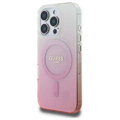 Custodia MagSafe per Apple iPhone 16 Pro, Guess, IML Glitter Gradient, Rosa