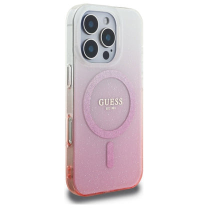 Custodia MagSafe per Apple iPhone 16 Pro, Guess, IML Glitter Gradient, Rosa