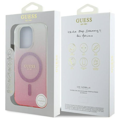 Custodia MagSafe per Apple iPhone 16 Pro, Guess, IML Glitter Gradient, Rosa