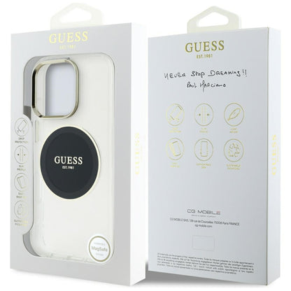 Custodia MagSafe per Apple iPhone 16 Pro, Guess, IML Metal Colored Circle, Nera