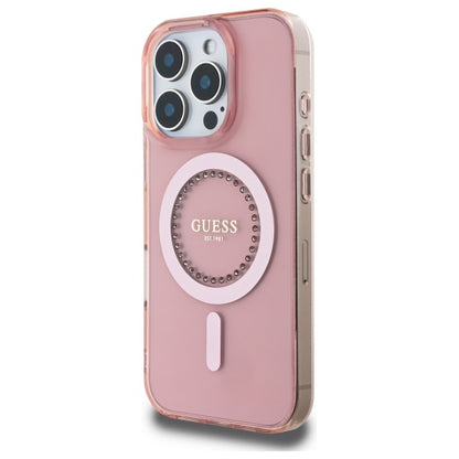 MagSafe Hülle für Apple iPhone 16 Pro, Guess, IML Rhinestone, Rosa