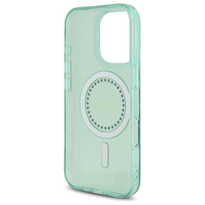 Coque MagSafe pour Apple iPhone 16 Pro, Guess, IML Rhinestone, Vert