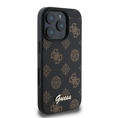 Coque MagSafe pour Apple iPhone 16 Pro, Guess, Peony Script, Noire