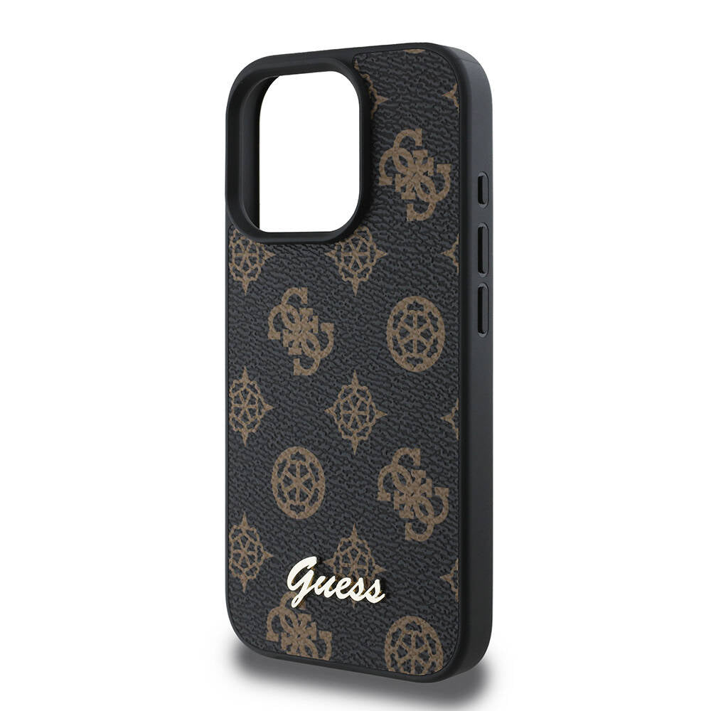 Coque MagSafe pour Apple iPhone 16 Pro, Guess, Peony Script, Noire