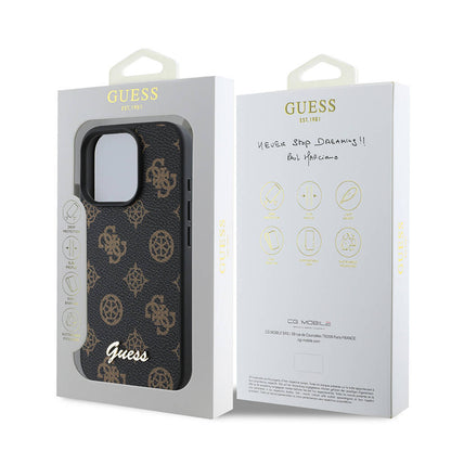 Coque MagSafe pour Apple iPhone 16 Pro, Guess, Peony Script, Noire