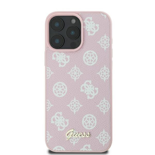 Coque MagSafe pour Apple iPhone 16 Pro, Guess, Peony Script, Rose