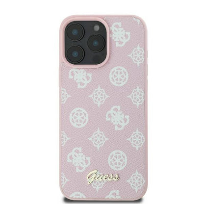 Coque MagSafe pour Apple iPhone 16 Pro, Guess, Peony Script, Rose