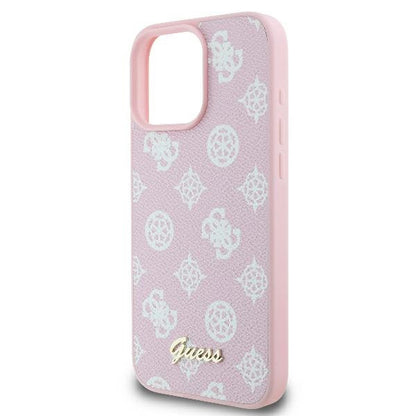 Coque MagSafe pour Apple iPhone 16 Pro, Guess, Peony Script, Rose
