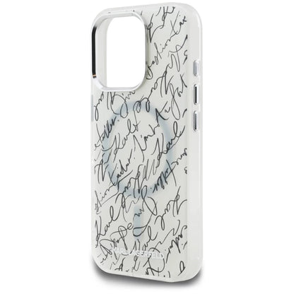 MagSafe Hülle für Apple iPhone 16 Pro, Karl Lagerfeld, IML Karl Script Muster, Weiß