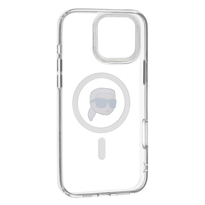 Étui MagSafe pour Apple iPhone 16 Pro, Karl Lagerfeld, IML Metal Karl's Head, Blanc