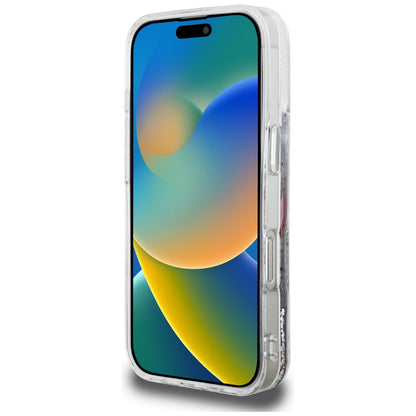 Étui MagSafe pour Apple iPhone 16 Pro, Karl Lagerfeld, Logo Choupette à Paillettes Liquides, Transparent