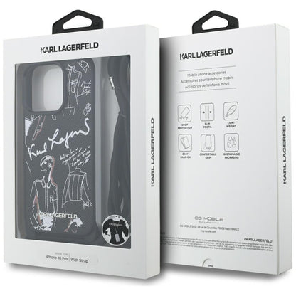 Custodia MagSafe per Apple iPhone 16 Pro, Karl Lagerfeld, Saffiano Crossbody, Nera