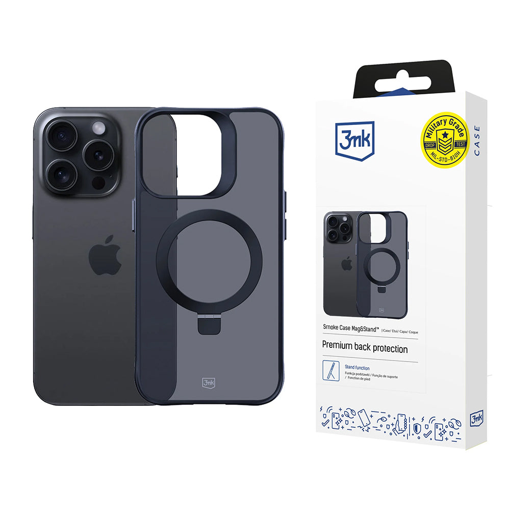 Custodia MagSafe per Apple iPhone 16 Pro Max, 3MK, Smoke MagStand, Nera